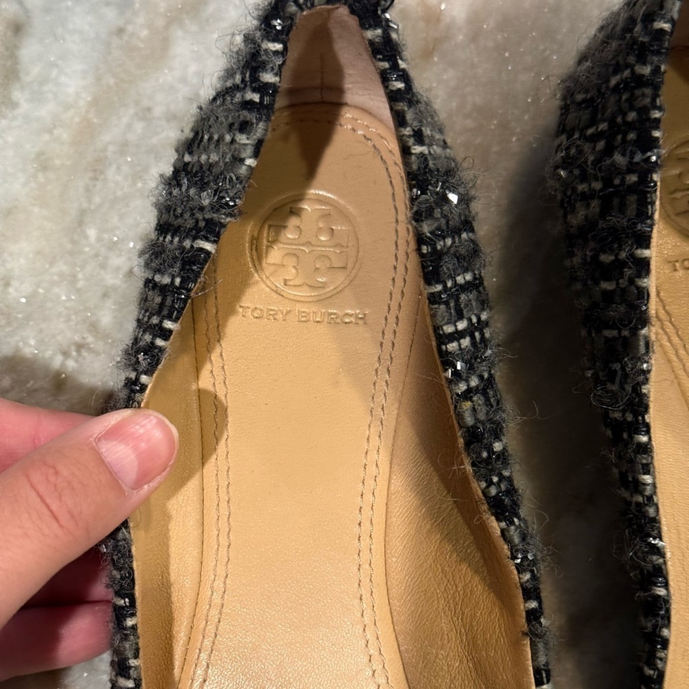 Women’s TORY BURCH grey tweed flats- Size 8.5 - Picture 3 of 9